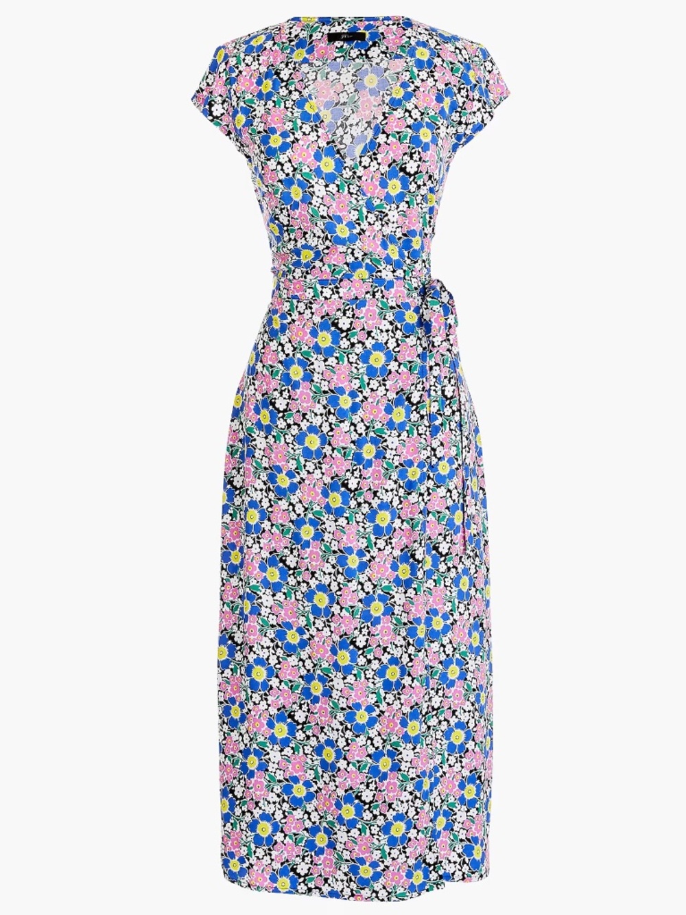 J Crew Blue Floral Wrap Soft Rayon Midi Dress Size Medium
